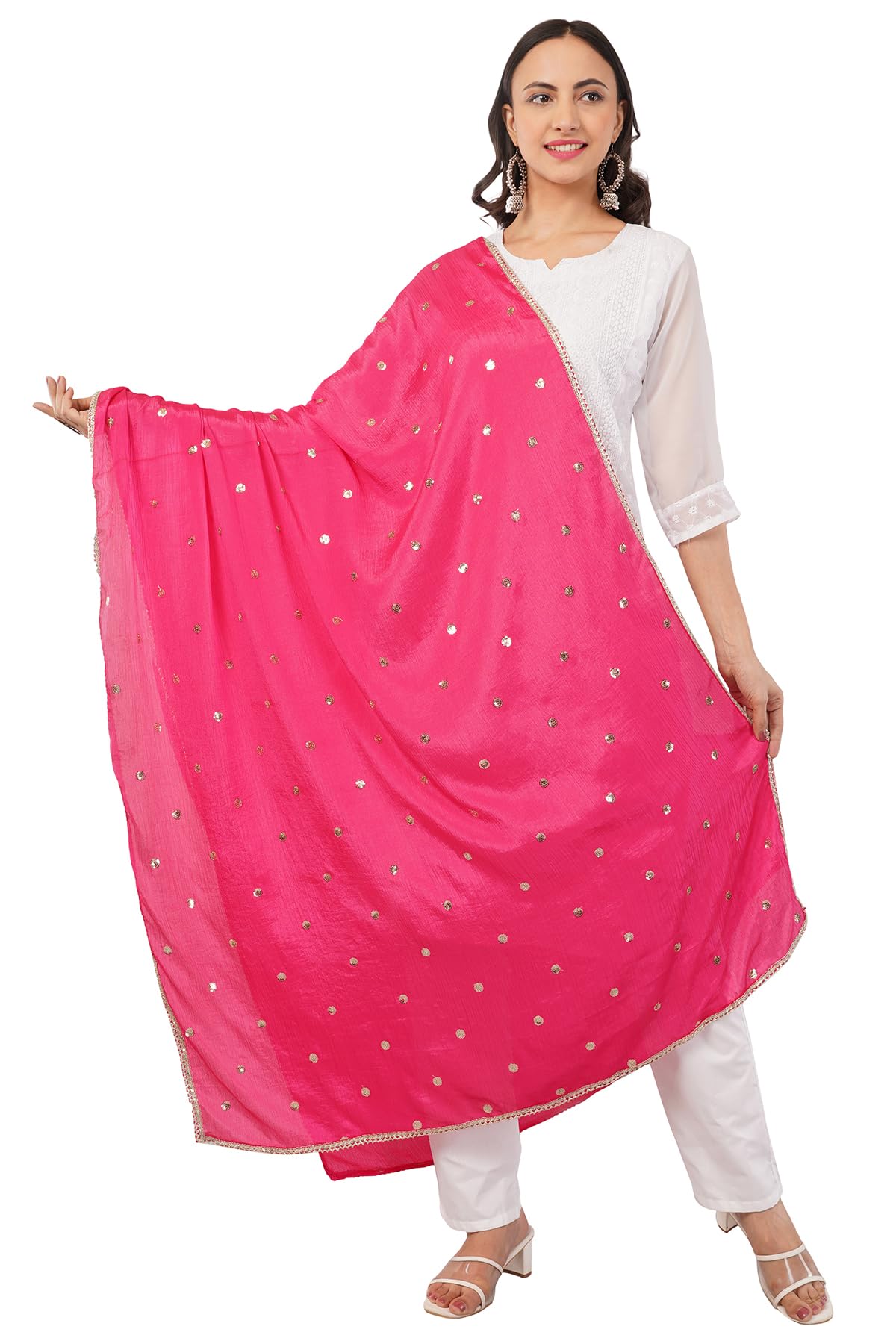 Negchaar Sequins Butti Dupatta for Women | Soft Festive Bridal Wedding Chunni | Best for Kurti, Salwar Suit, Ethnic And Casual Wear | Multicolor Dupattas for women | Chunnis for Women