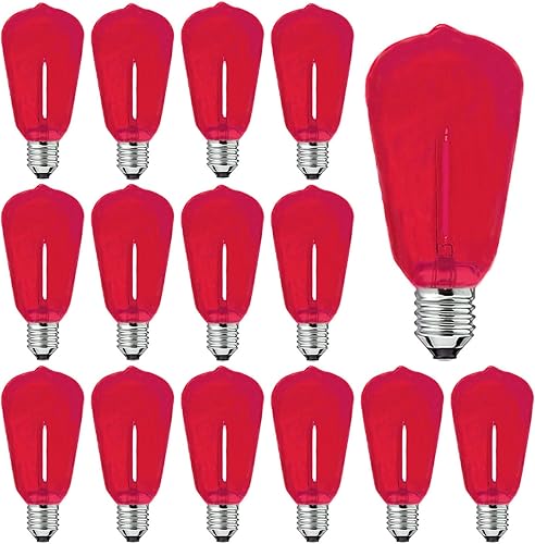Miniatura 1 de Bombilla LED de repuesto roja ST38, 1 W, inastillable, base de candelabro C7E12, bombilla de filamento ST38, bombilla de filamento LED de plástico