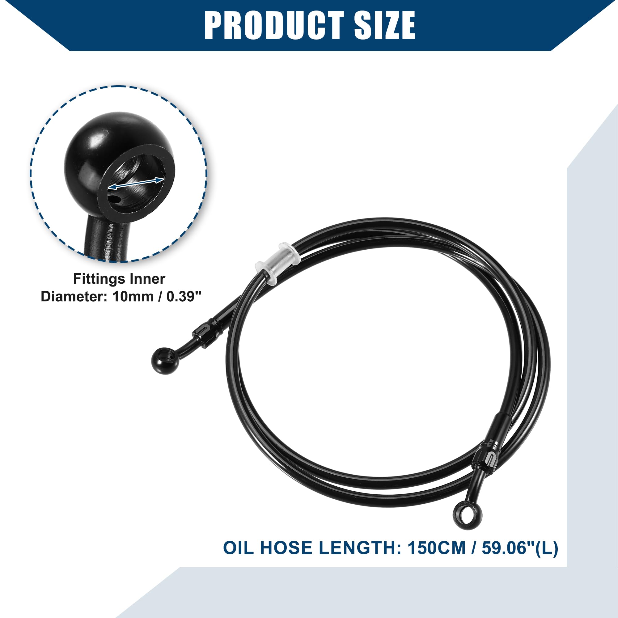 Tuyau De Frein Hydraulique 1pc Pour Moto Quad Motocross | Acier Inoxydable, Nylon, Diamètre Intérieur 10mm, Angles 28° et 90°, Longueur 150cm, Pour Réparation Freins Hydrauliques