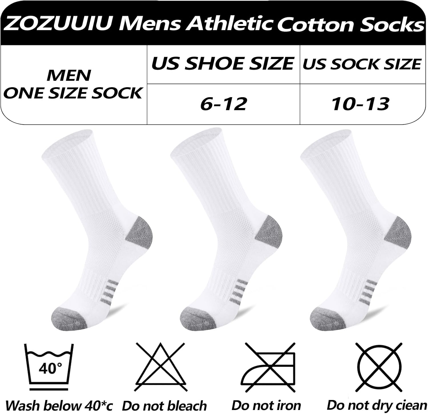 6 Pack Men's Cushioned Crew Socks - Cotton Cozy Athletic Running Socks,Moisture Wicking,Breathable Mesh Arch Support