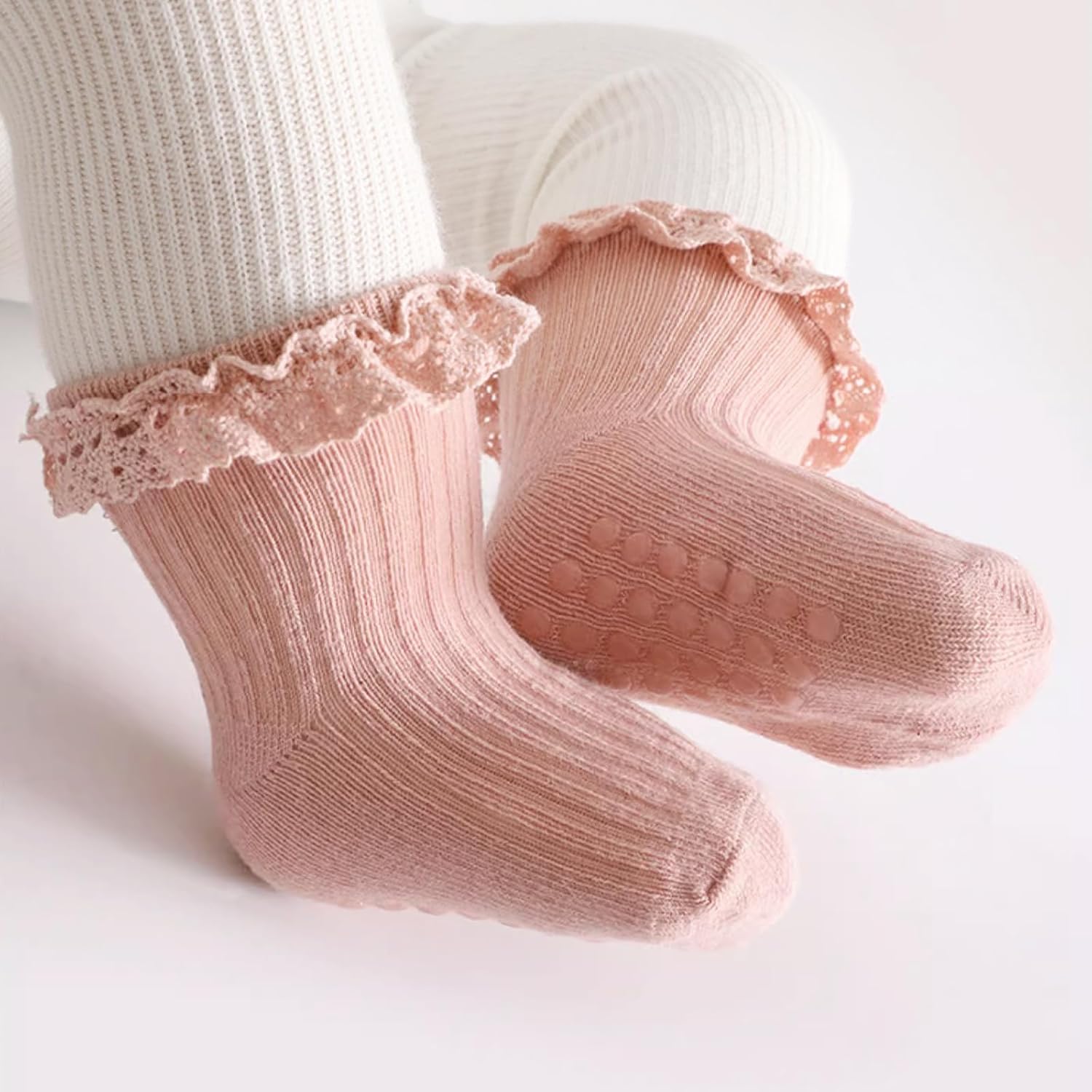 Baby Girl Toddlers Socks with Non-slip Grip Cute Frilly Ruffle Ankle Soft Cotton Newborn Baby Socks for Infant Kids - Image 7
