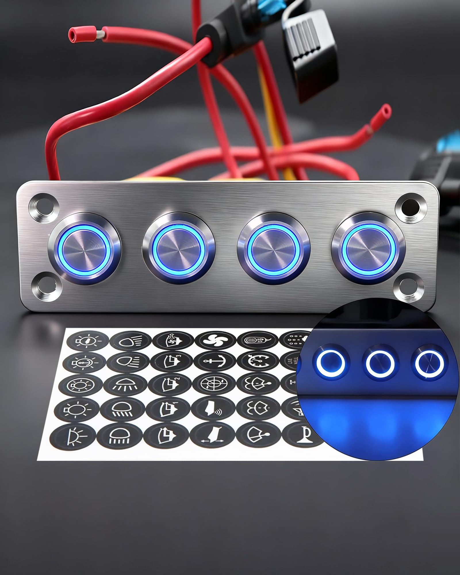 Amazon.com: IZTOSS 4 Gang Aluminum Marine Rocker Switch Panel