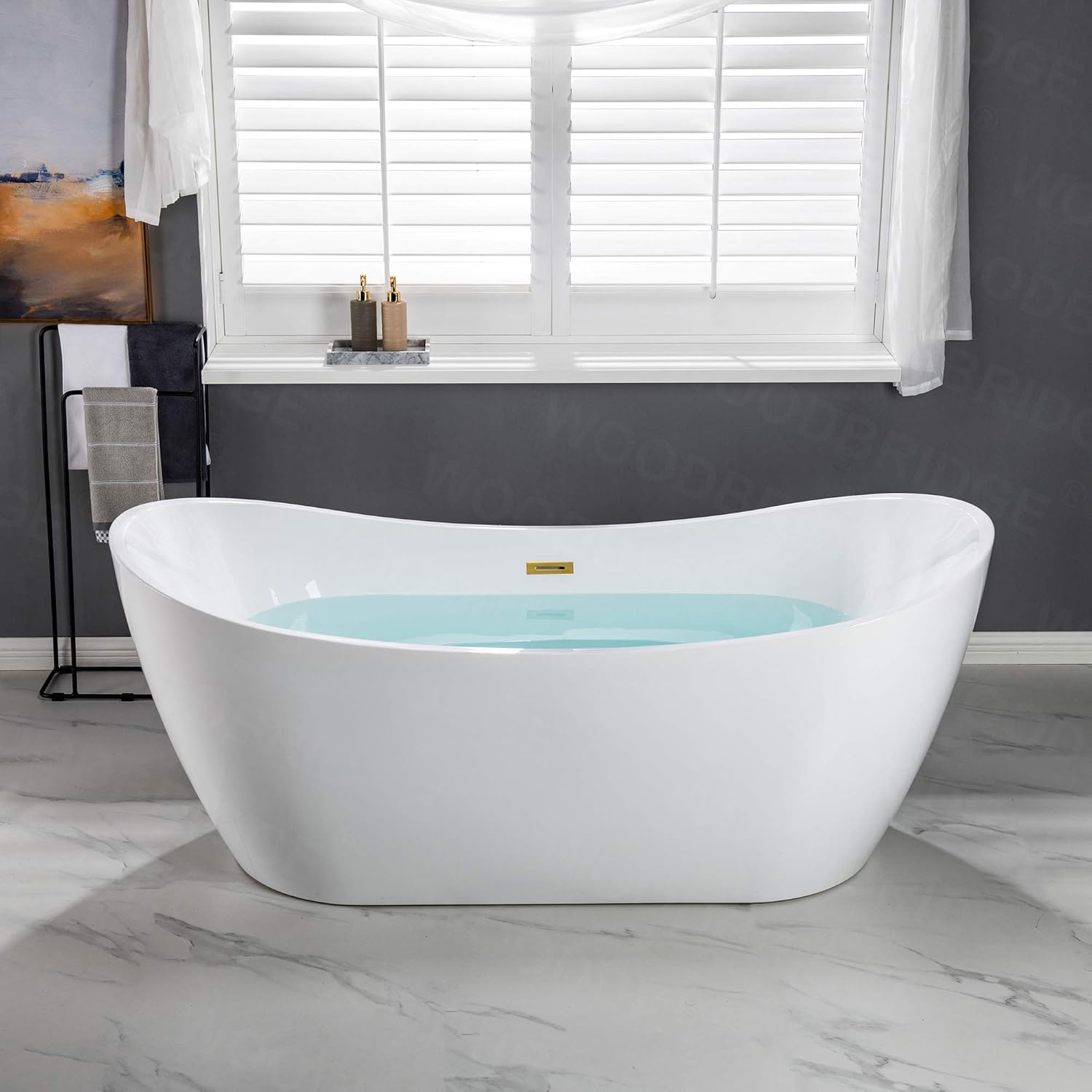 WOODBRIDGE BTA1517-BG-Drain-&O Bathtub, Brushed Gold
