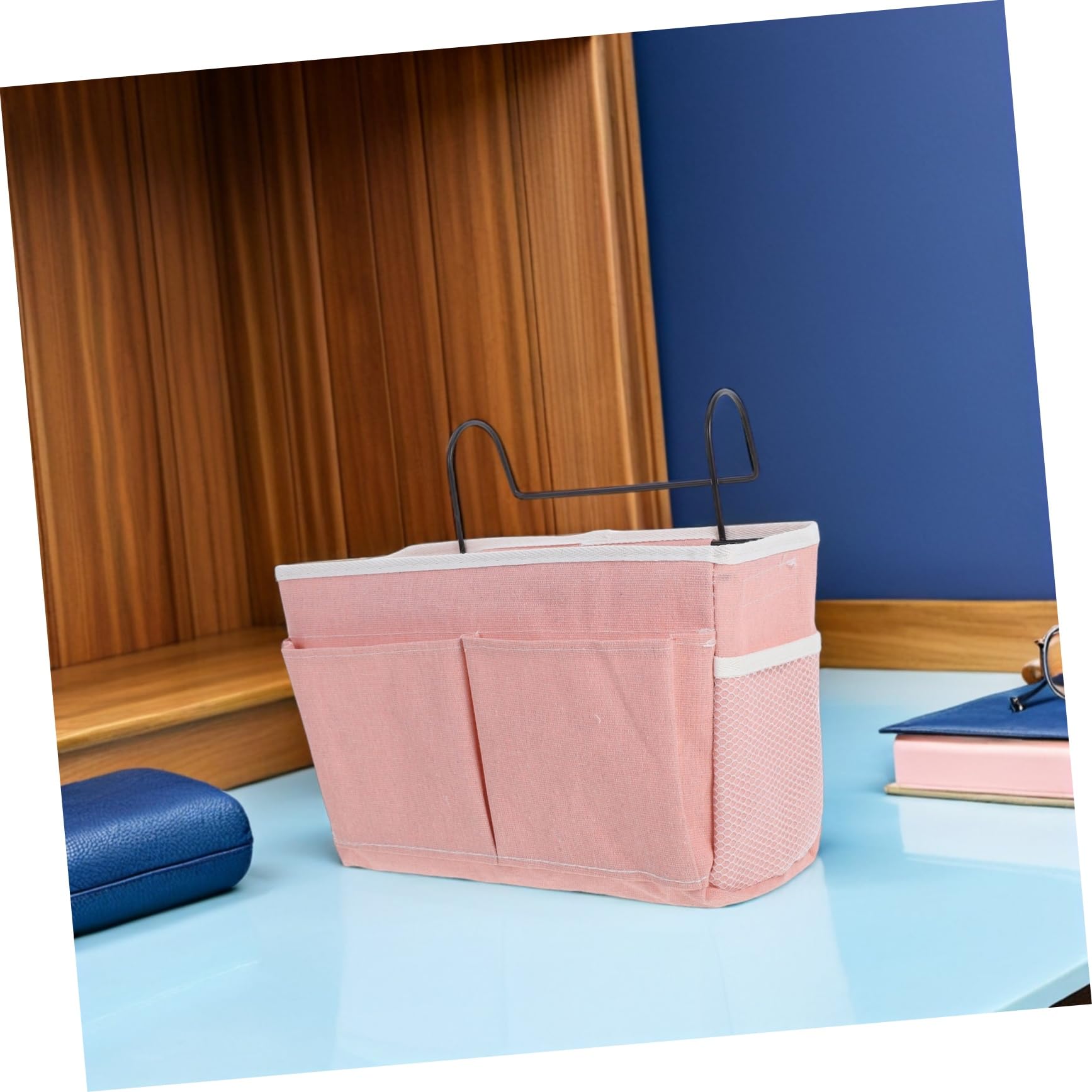 IMIKEYA 2pezzi Borsa Portaoggetti da Appendere in Tessuto Organizer per Libri e Oggetti Essenziali per Letti Castello e Dormitori con Tasche per Comodino