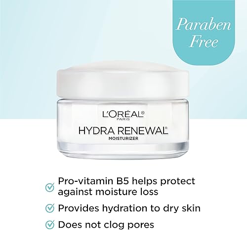 Miniatura 4 de L'Oreal Paris Skincare Hydra-Renewal - Hidratante facial con provitamina B5 para pieles secas y sensibles, hidratación durante todo el día, 1.7