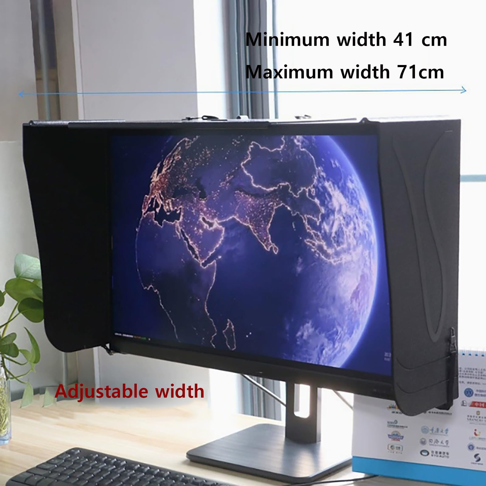 Video Monitor Hood Sunshade Sonnenblende, Faltbare Laptop-Sonnenblende Mit Mauspads, Verstellbare Blendbreite 41-71cm, Blendschutz Und Sichtschutz, Geeignet Für 17-27 Zoll Computergrößen