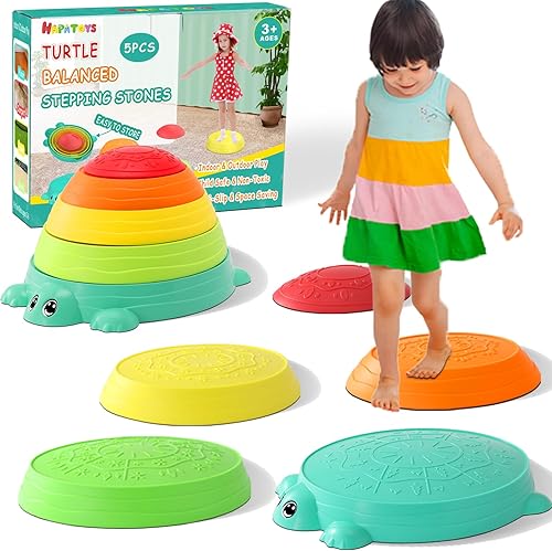 Miniatura 7 de Balance Board & Stepping Stones For Kids - 2-IN-1 No-Slip Turtle Stepping Stones and Balance Board For Toddler Balance & Obstacle Course, Indoor &