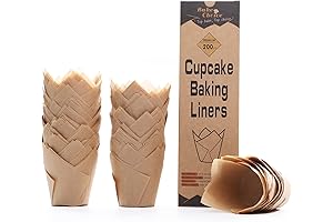 200pcs Natural Unbleached Tulip Muffin Liners for Effortless Baking
