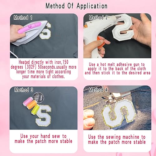 Miniatura 5 de Guokuai 3 parches de letras de felpilla para coser con plancha, tamaño universitario, de 4.5 pulgadas, parche bordado para ropa, sombrero, camisa,