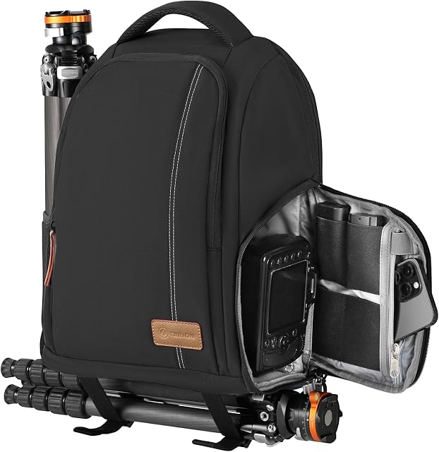 TARION Sac à dos pour appareil photo léger 15L - Sac à caméra avec 15.6in Couverture de pluie de compartiments portables Accès rapide pour DSLR Drone