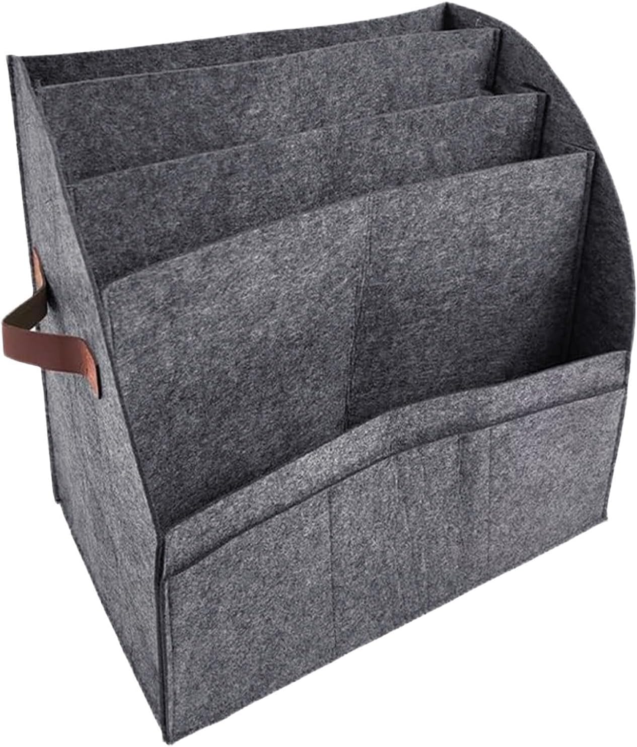 Newspaper Stand 4 Tier Felt Foldable File Storage Basket | File Holder with 3 Pockets for Home Living Room School Library Bookstore Cafe Dormitory Apartment