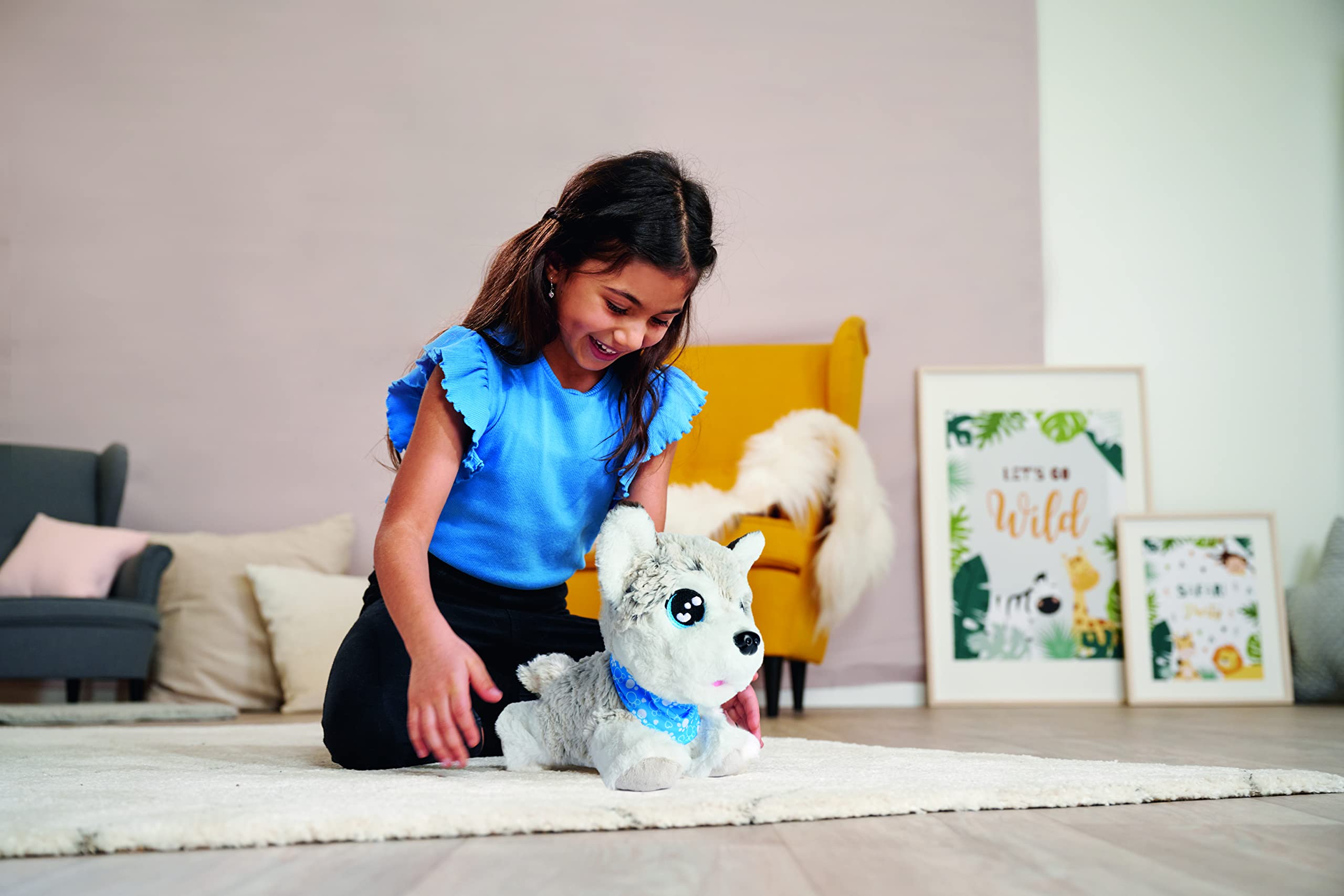Simba - Chichi Love Husky - Peluche Interactive 30cm - 60 Sons - Version Française - Dès 4 Ans - 105890050002