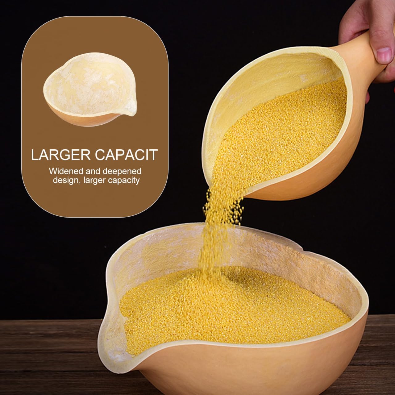 Gourd Rice Scoop Multifunction Kitchen Serving Spoon 6.10 Inch Water Ladle Lightweight Decorative Kitchen Supplies