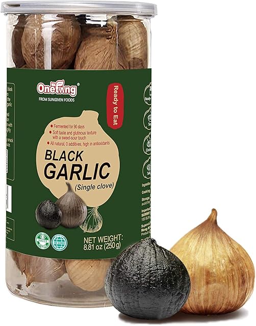 ONETANG Black Garlic 250g, Whole Black Garlic Fermented for 90 days, 0 Additives, High in Antioxidants 8.81 Oz