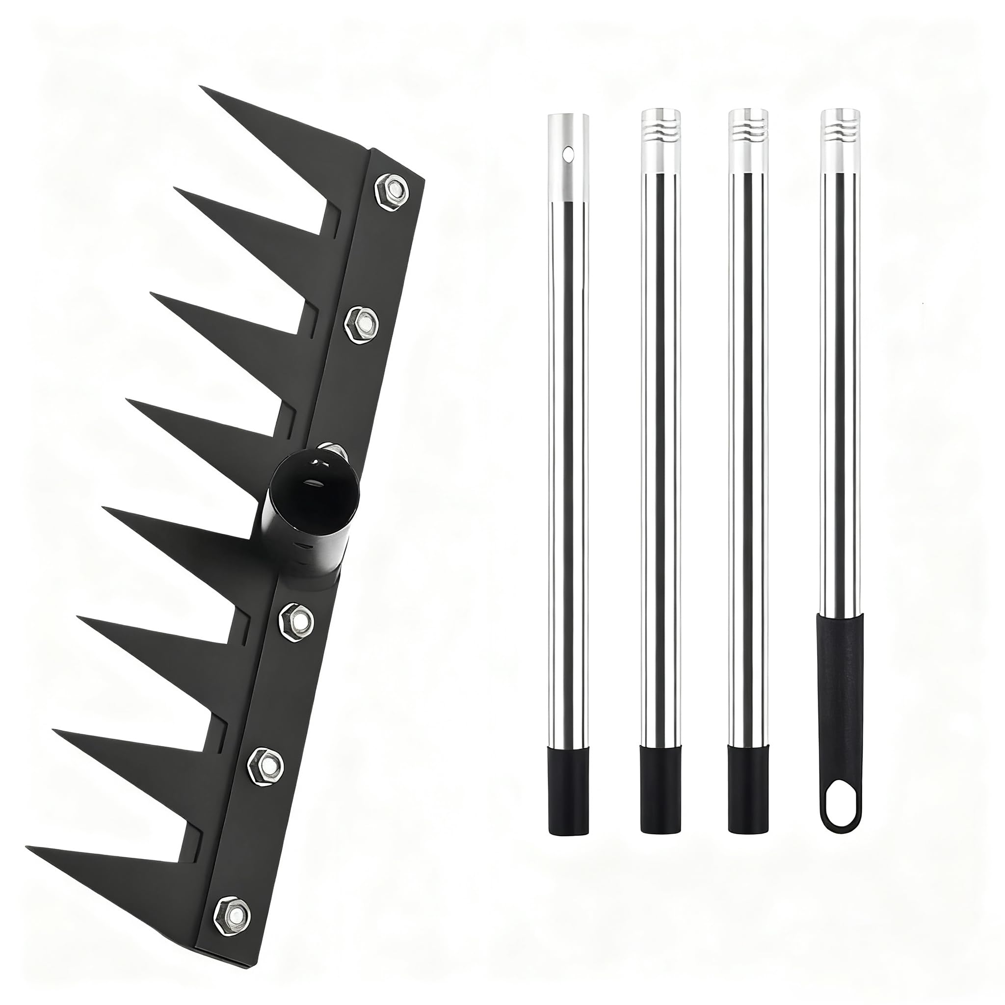 Ekoama Heavy Duty Iron Weeding with Long Handle - Carbon Steel Garden & Weed Tool for Weed, Loosening Soil, Flower