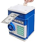 Totola Piggy Bank Electronic Mini ATM for Kids Baby Toy, Safe Coin Banks Money Saving Box Password Code Lock for Children,Boys Girls Best Gift(Blue)