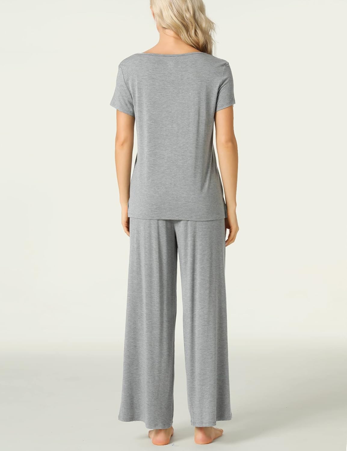 LazyCozy Womens Short Sleeve Pajama Sets - Viscose Made from Bamboo, 2 Piece Lounge Pj Set Sleepwear - Image 2