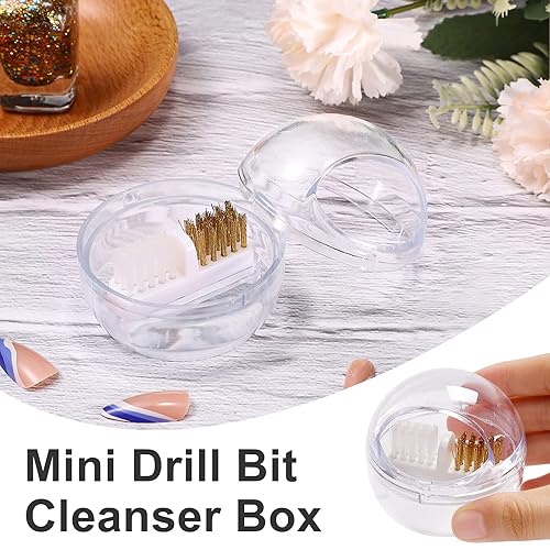 Miniatura 6 de Noverlife Mini estuche de limpieza de brocas de uñas cepillo de limpieza de brocas de uñas con cubierta transparente cepillo de alambre de acero y