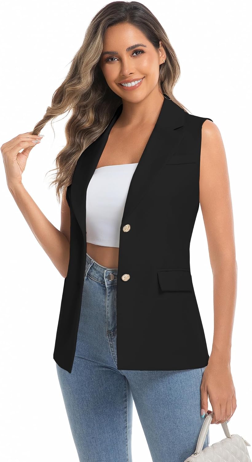 IDEALSANXUN Womens Vests Fashion Casual Dressy Sleeveless Blazer Suit Vest Tops