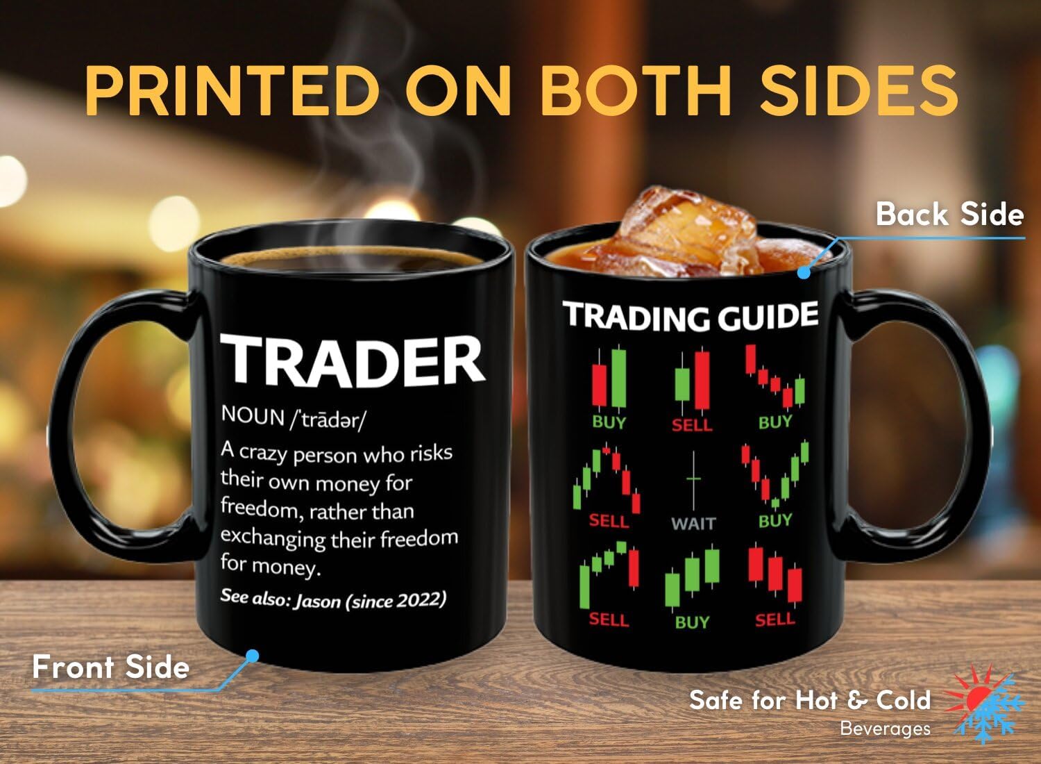 Personalized Stock Trader 2Side Mug 11oz Black -Trader Definition - Gift For Stock Trader Funny Day Trading Market Broker Investor Men Dad Boyfriend Custom Name - Image 2