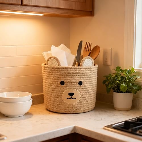 Miniatura 8 de Cesta de oso para guardería, cestas de baby shower, cestas de bebé para almacenamiento, canasta de lavandería, canasta de almacenamiento para niños