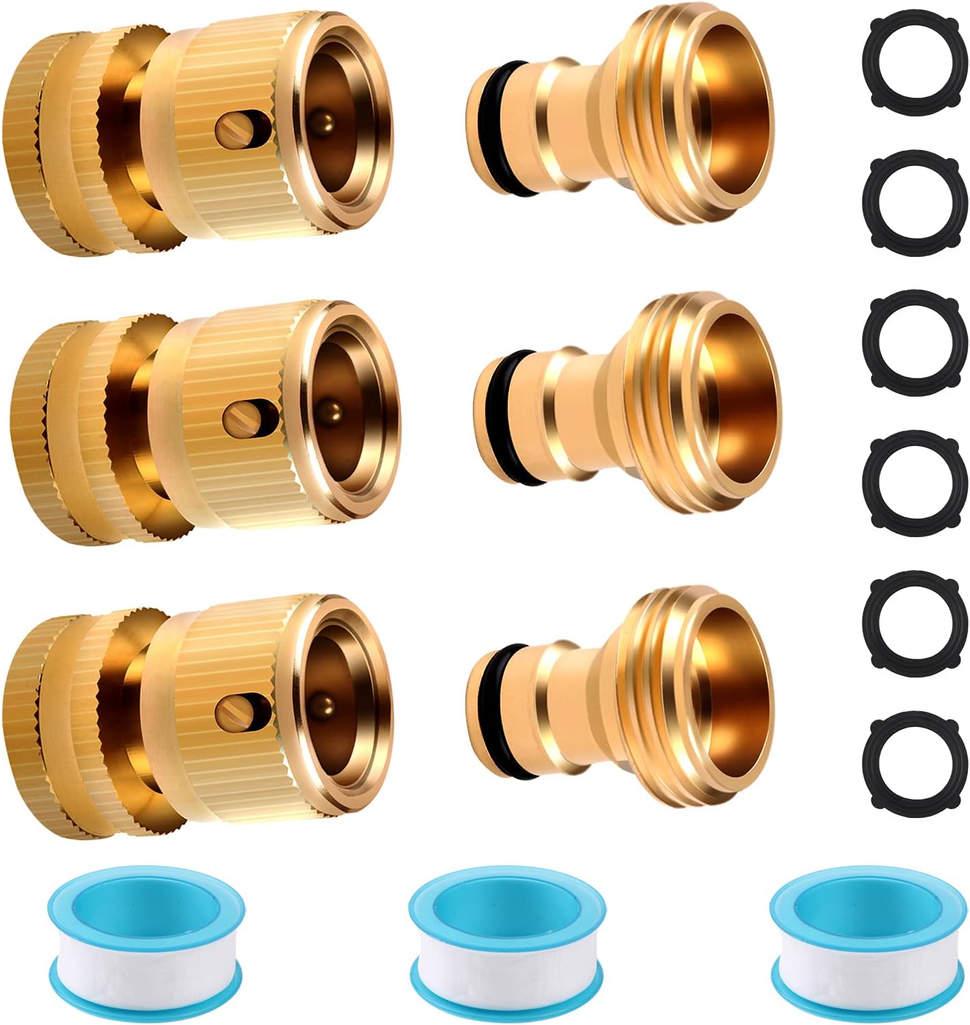 Jeeker Garden Hose Quick Connectors, Solid Brass Hose