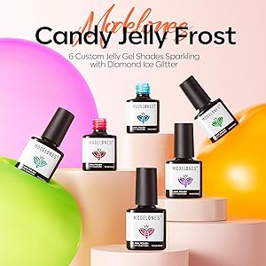 modelones Gel Nail Polish, 6 Colors Jelly Gel Polish Neon Red Blue Green Pink Purple Nail Art Design Translucent Soak Off Manicure Salon DIY Girls Women Gift