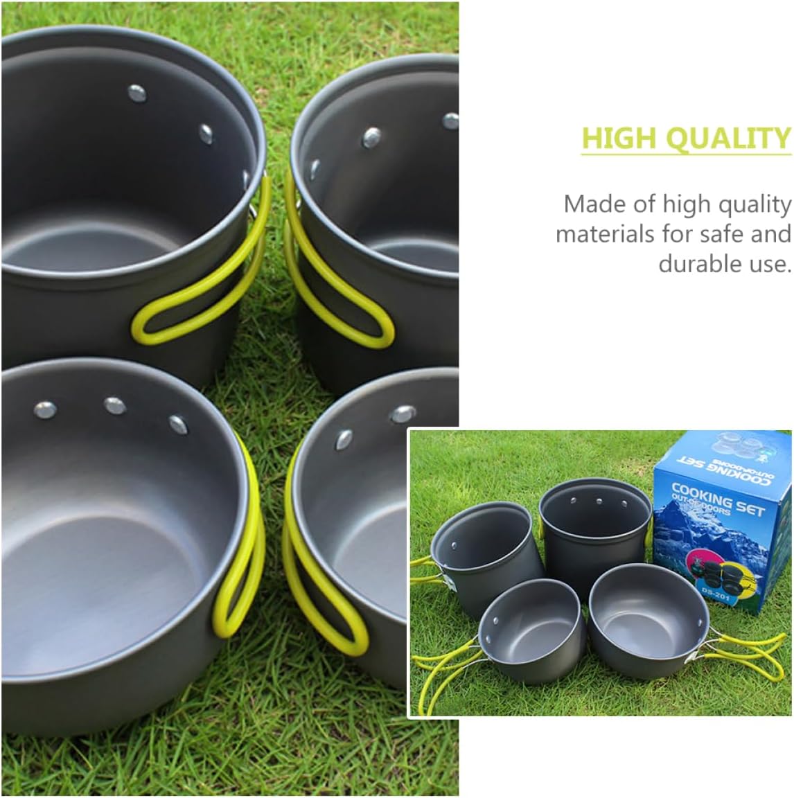 Camping Pot Kit Mess Kit Portable Cookware Outdoor Cooking Supplies for Camper People Camping Gear Must Haves