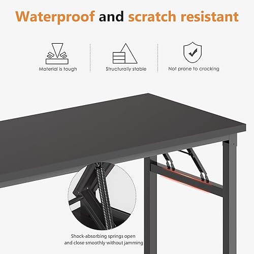 Miniatura 171 de DlandHome Escritorio plegable pequeño de 31.5 pulgadas, escritorio de computadora para oficina en casa, mesa plegable para espacios pequeños, no