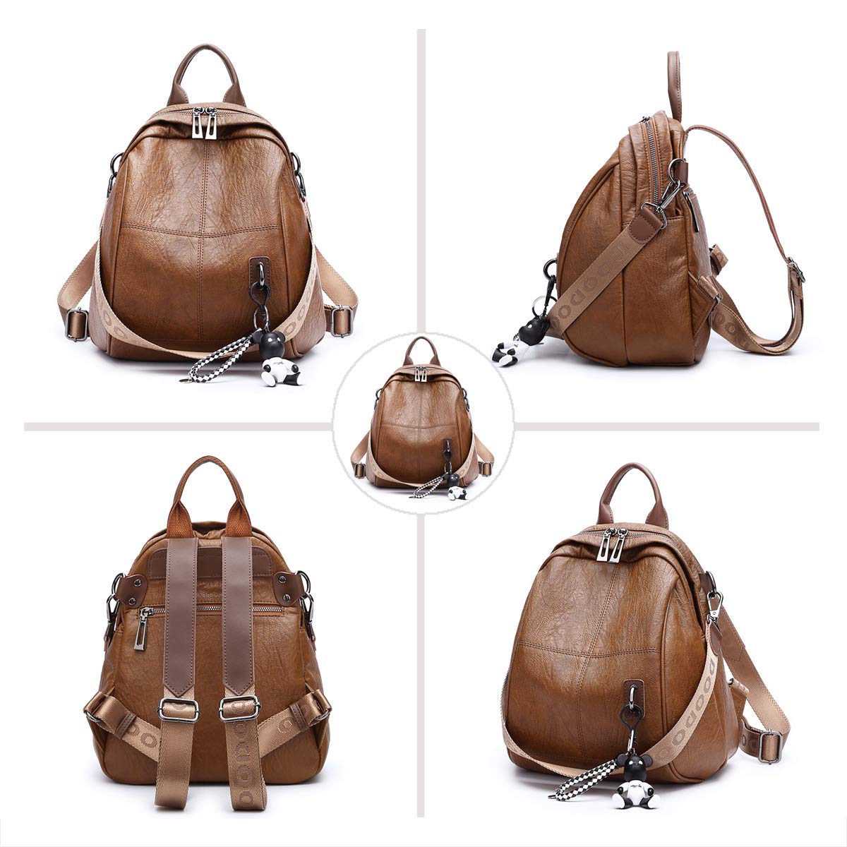 BUKESIYI Donna Borsa Zaino Elegante Zainetto Borse a Tracolla Zaini Antifurto Zainetti 2024 PU Pelle IT78302 Marrone