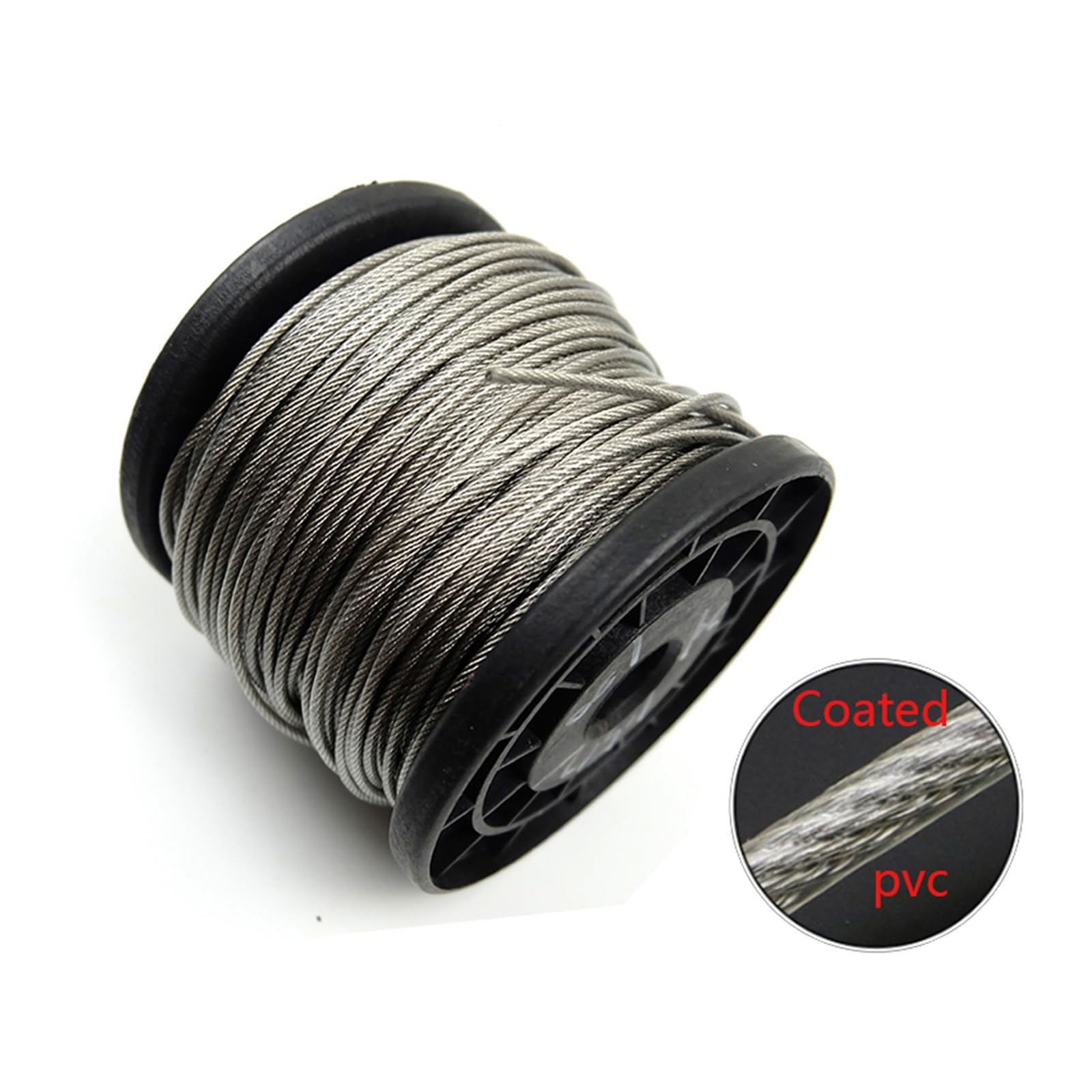10Metres 3mm 7x7 PVC Coated Flexible Steel Wire Rope Soft Cable Transparent Stainless Steel Clothesline