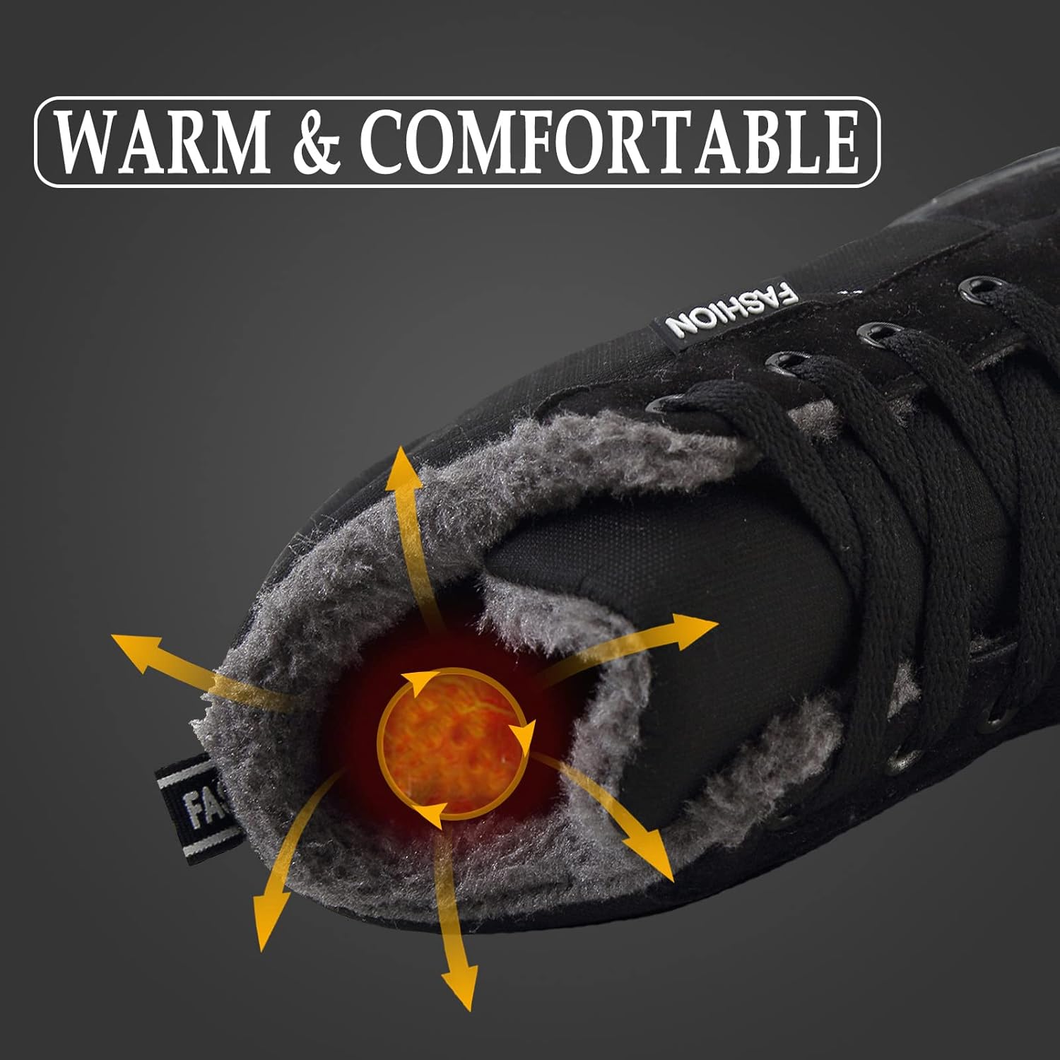 Miniatura 4 de FLIOZY Botas de nieve para niños y niñas, botas de invierno anticolisión, con forro de piel, cálidas, resistentes al agua, zapatos de senderismo