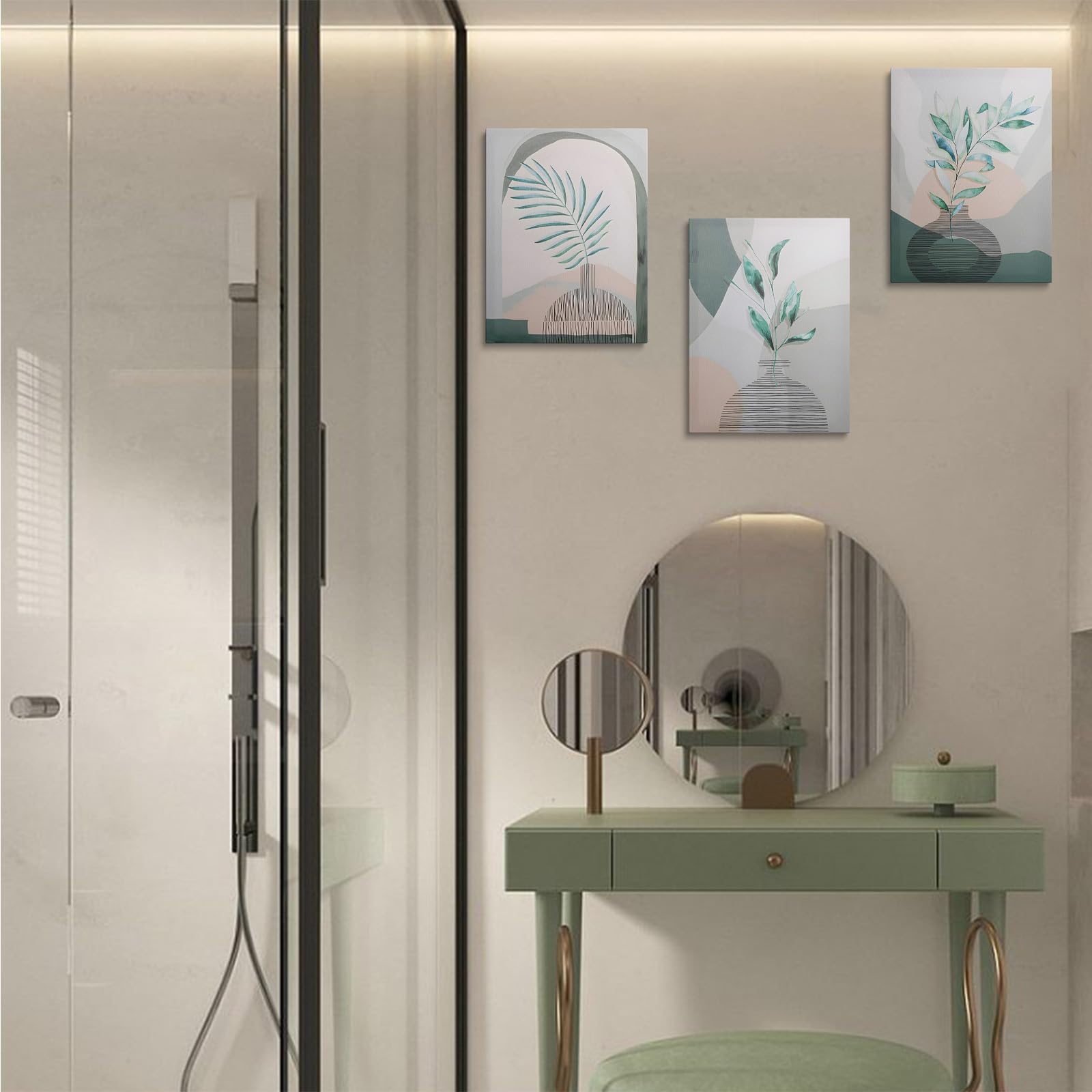 prinfantasy Wall Art Room Decor Flower Set of 3 Green Flowers Pictures Aesthetic Room Decor Flower Modern Paintings Gifts Art for Friends (12 x 16) - Image 4