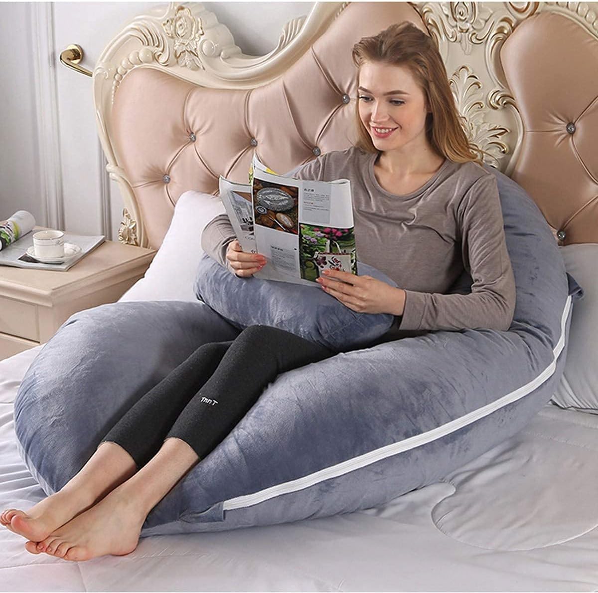 pregnancy pillows for sleeping body pillow for pregnancy Double Wedge Pillow for Maternity, Side Sleeping Pillow for Belly,Waist,Back Support,Detachable and Removable Pillowcase(Color:6;Siz