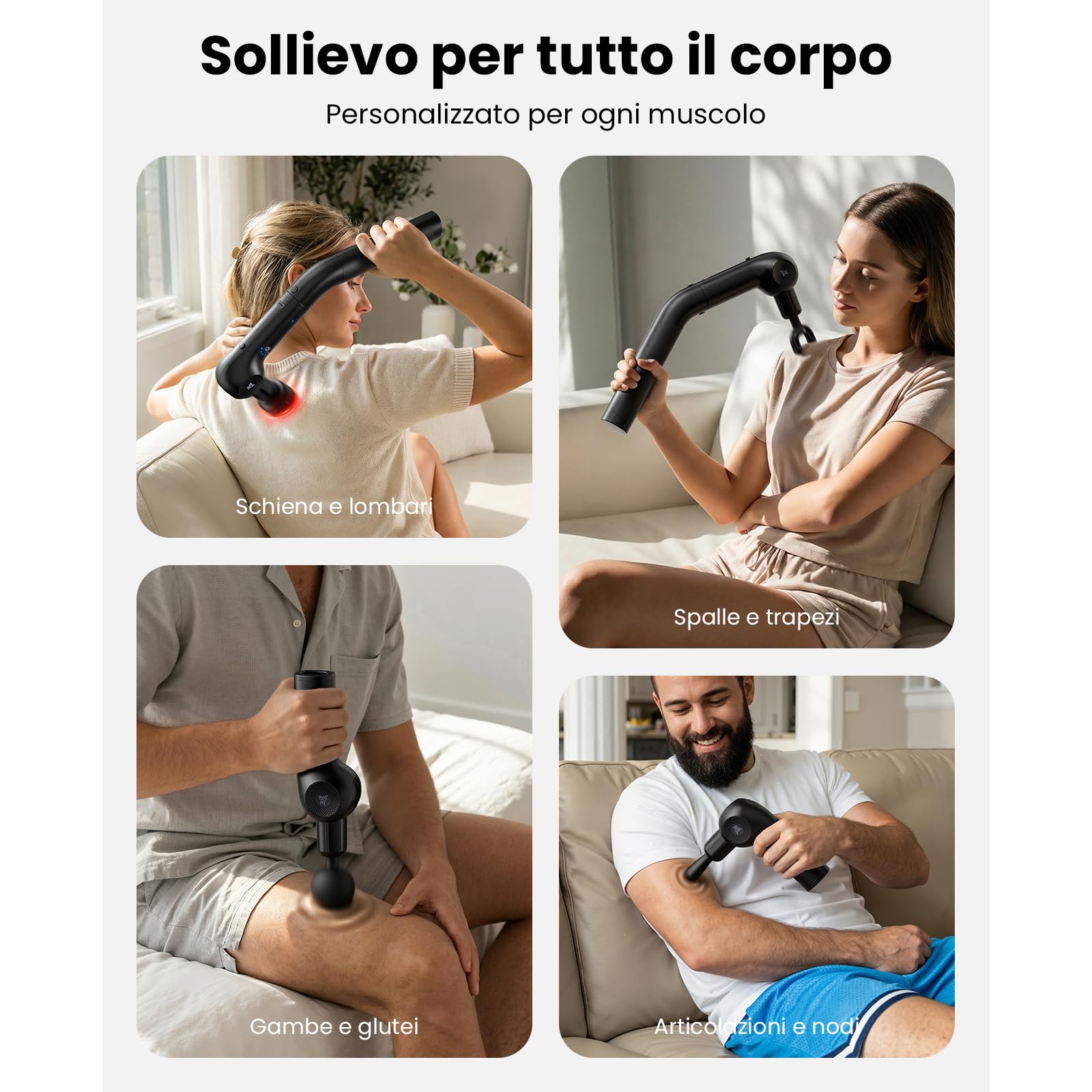 BOB AND BRAD Pistola Massaggio Muscolare con Calore e Terapia a Luce Rossa, Massaggiatore a Percussione per Spalle e Gambe, 2 in 1 con Manico Ergonomico e 5 Velocità Regolabili