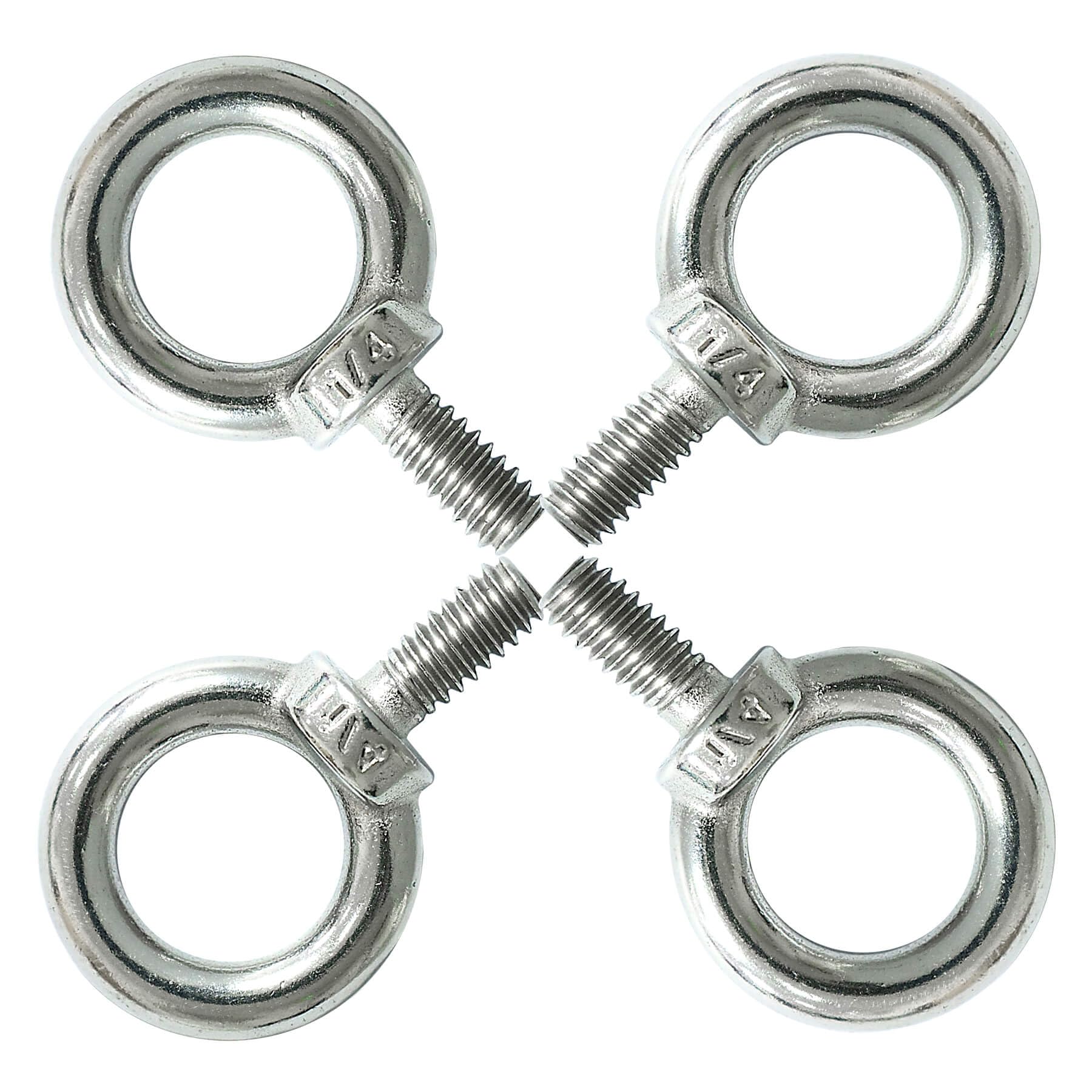 NIDAYE 1/4" UNC Lifting Shoulder Eye Bolts, Marine Grade 316 Stainless Steel Threaded Nut Fastener, 4 Packs