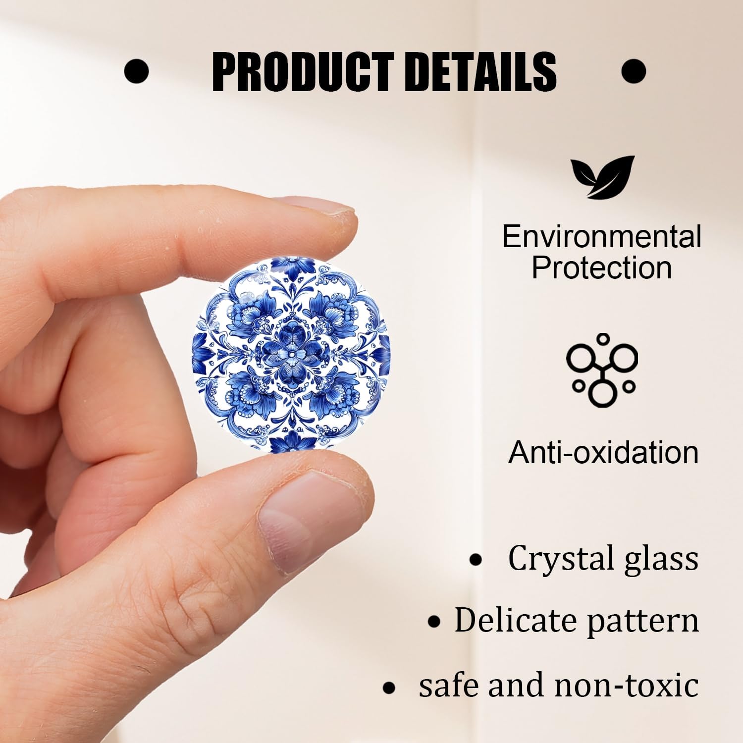 12Pcs Refrigerator Magnets Blue and White Glass Mini Strong Fridge Magnets Aesthetic Magnets for Office,School,Whiteboards,Cabinets-Blue Flower