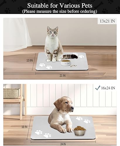 Miniatura 5 de Tapete absorbente de comida para mascotas, fácil de limpiar, para alimentos y agua, no mancha, tapete para proteger el suelo, tapete duradero para