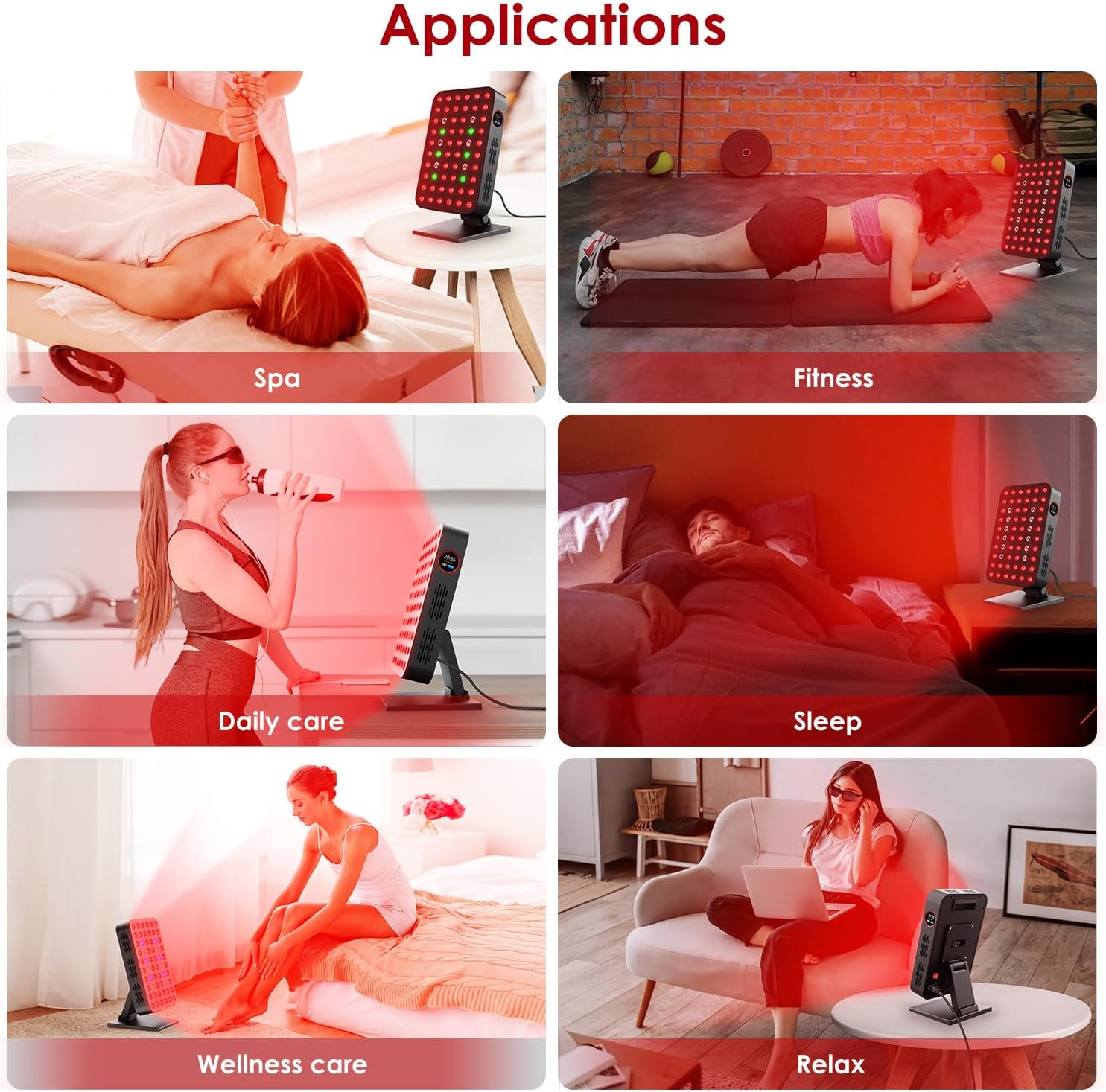 Red Light Therapy Panel 300W 60pcs Dual-Chip 4 Bands LED Light Therapy Red Infrared Blue Green 660nm 850nm 455nm 528nm, High Irradiance, Touch Screen Controller, Ideal for Body, Face, Skincare, Sleep