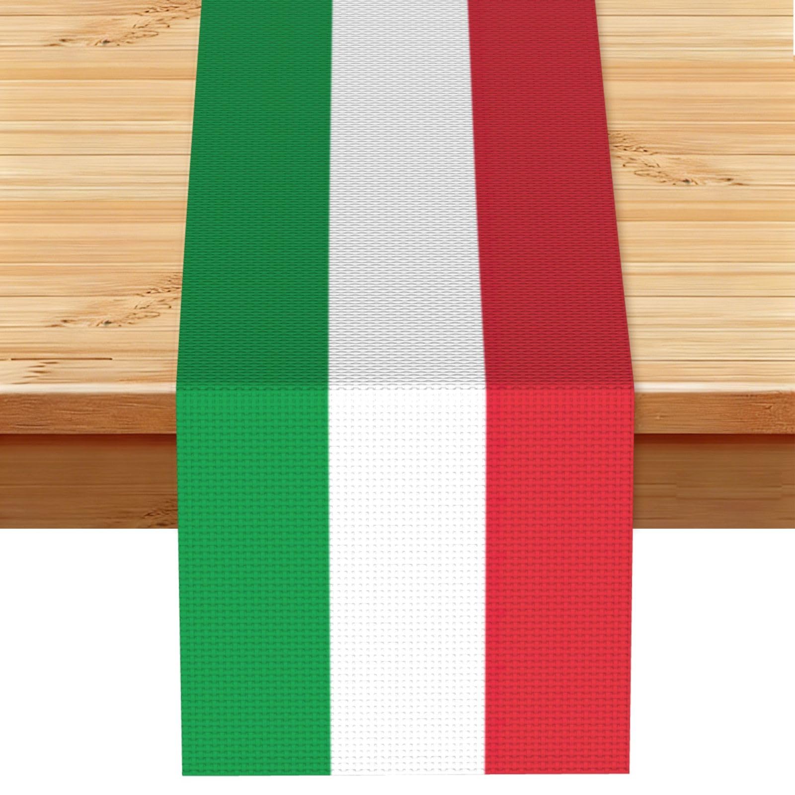 Italian flag Vintage Style Table Runner 13x72in, Soft Printed Centerpieces for Tables, Kitchen, Countertops & Dining Area Home Decor