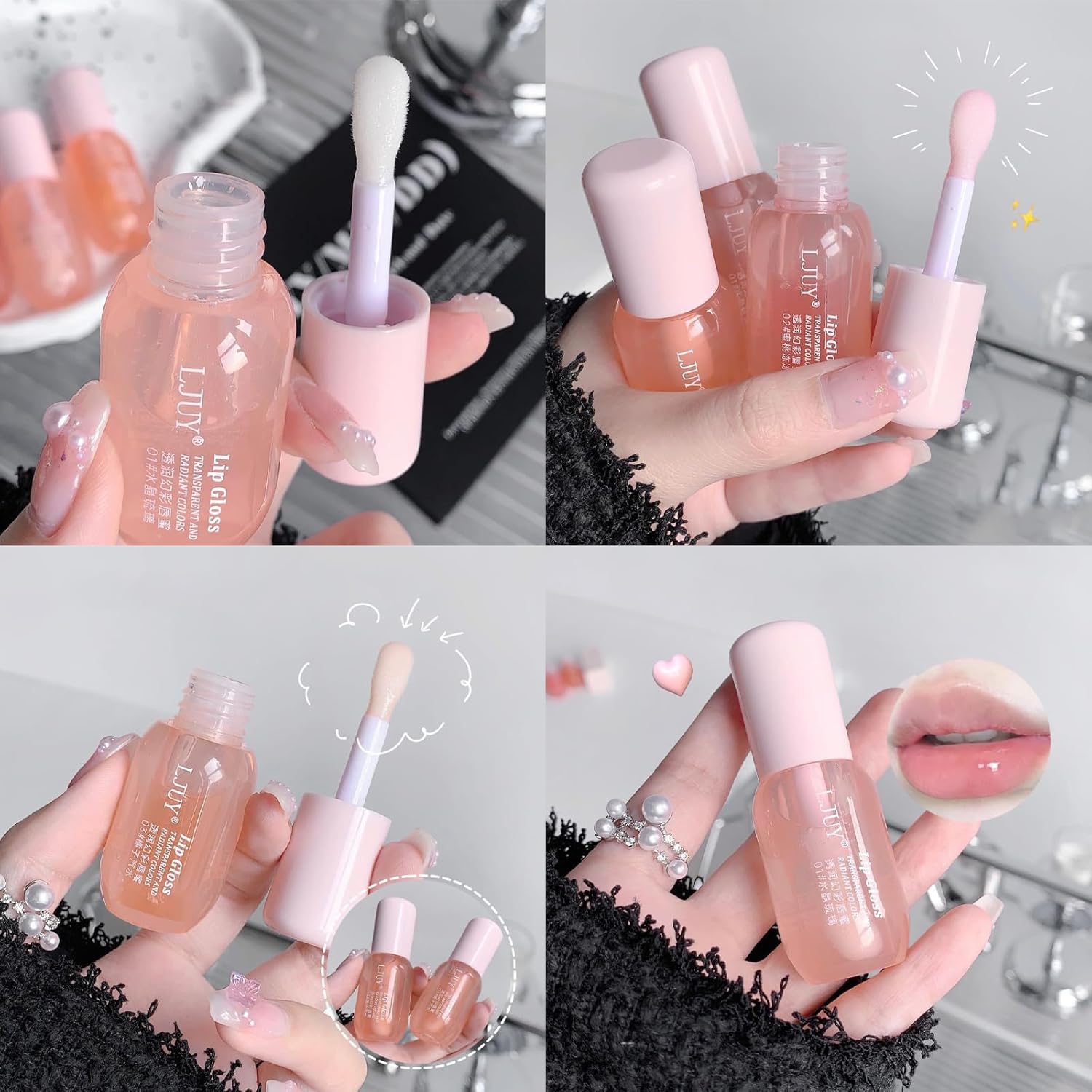 Dulele 3PCS Hydrating Lip Gloss Oil Set, Fruity Flavor Moisturizing Lip Balm Tinted Lip Glossy Oil for A High-Shine, Moisturizing & Plumping Glossy Lip Care for Dry Lips