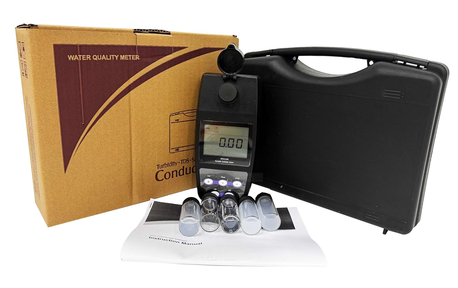 1100 NTU Turbidity Meter Device Turbidimeter with Calibration Standards Solution 0.02,10.00,200,500,1000NTU Measurement Method ISO 7027 Nephelometric Method (90°)