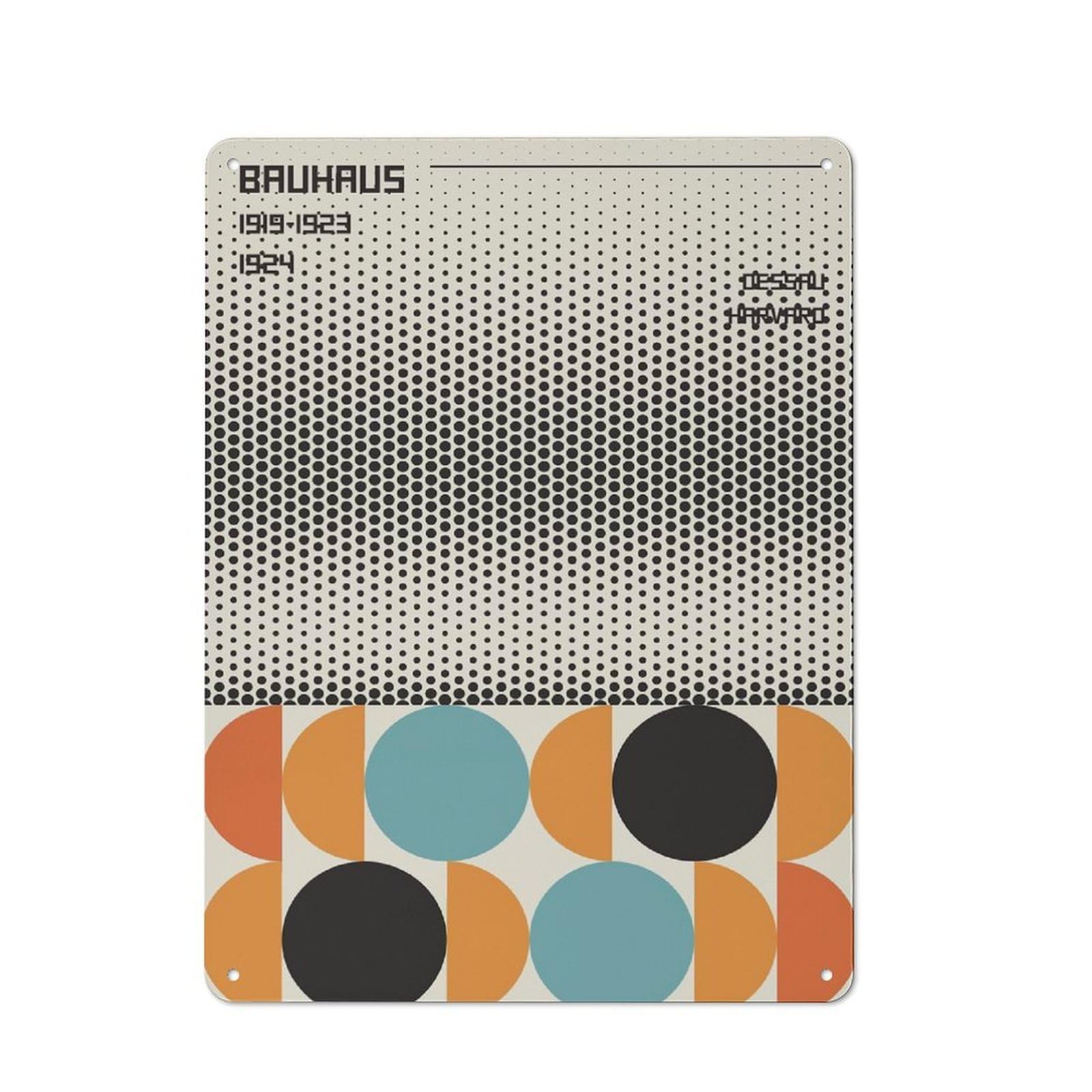 Junmoney Style-14 Abstract Bauhaus Rustic Tin Wall Plaque 40X30cm For Hobby Room Or Studio, A Christmas Gift For People Styling Hobby Room And Studio