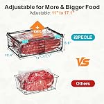 iSPECLE 4 Pack Freezer Organizer Bins, Adjustable Wire Baskets for 10 to 20 Cu.Ft Chest Freezer, Stackable Storage with Handles, Deep Freeze Organizer for Meat & Vegetables, Black | 4 Pack Stackable Wire Baskets, Easy Access & Quick Organization, Stu