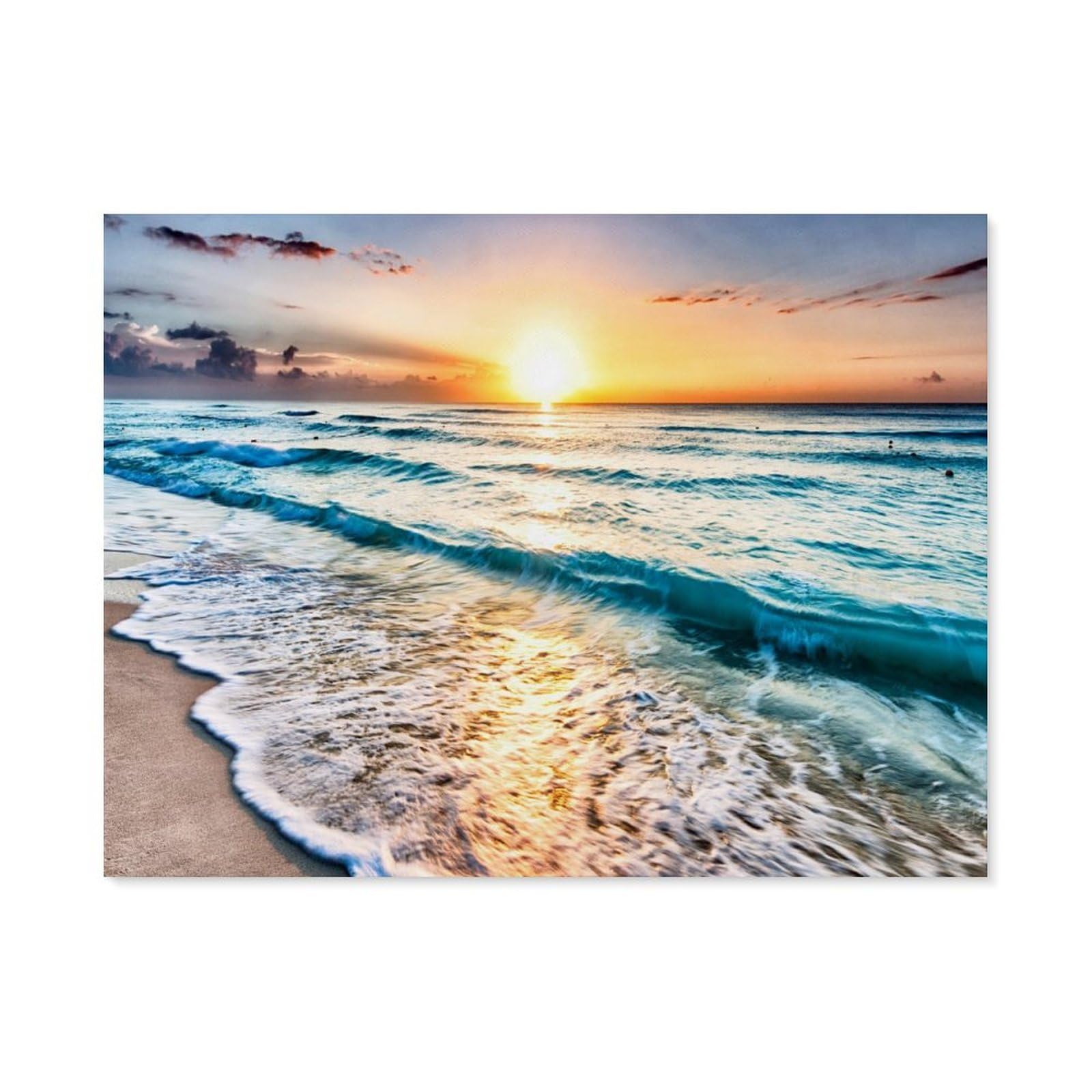 Paint by Numbers，Beach Waves at Sunrise，DIY Paint by Numbers Kits for Adults Kids,Canvas Oil Painting with Brushes and Acrylic Pigment Paint by Numbers Arts Craft for Home Wall Decor(30x40cm) -F24