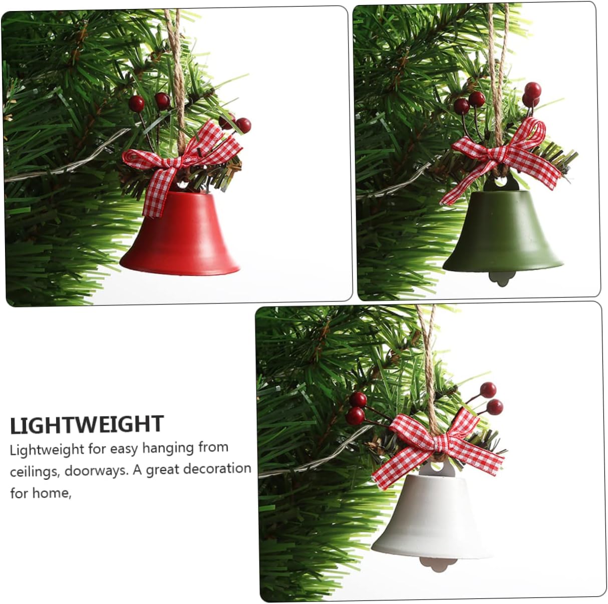 Xmas Jingle Bell Ornaments 3pcs Iron Hanging Pendants for Christmas