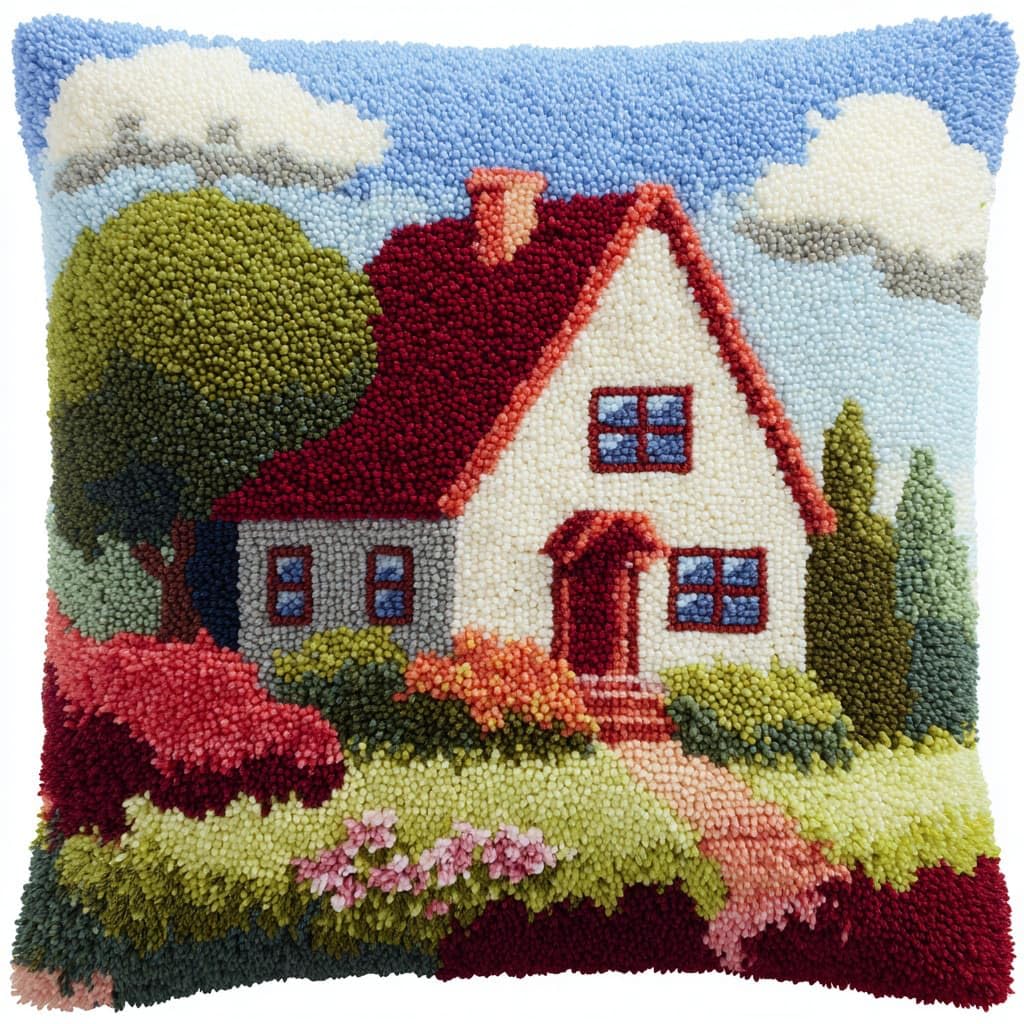 Henypt Latch Hook Kits-G Latch Hook Cushions Kits Country Cottage