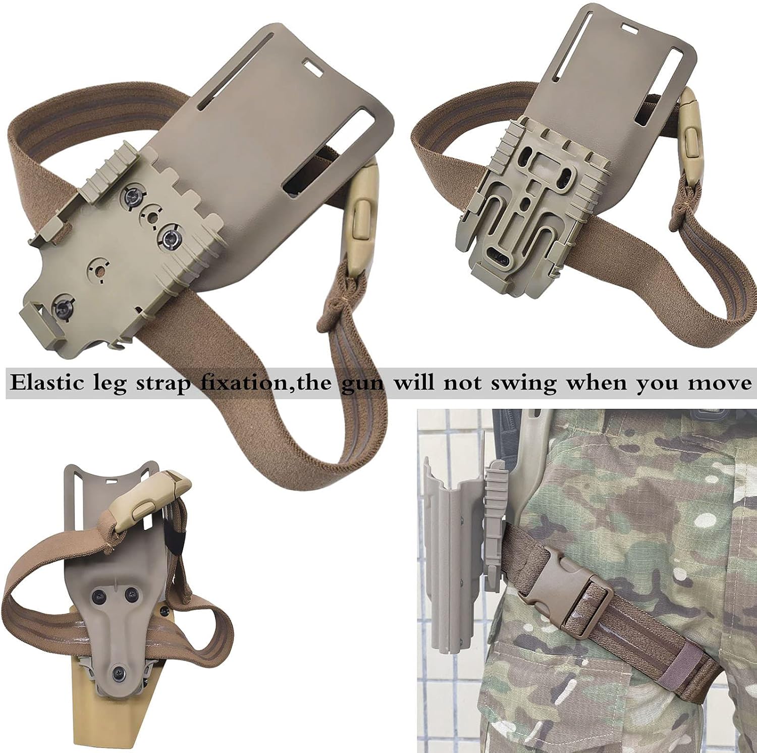 Mid-Low Ride Holster Platform Adapter Universal Belt Loop Receiver Mounts with Elastic Leg Strap,Fit 2.25in Belt Width