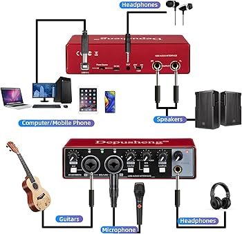 Amazon.com: Depusheng RED USB Audio Interface for Recording