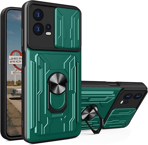Compatible con Motorola Edge 30 Fusion 5G para hombres, cubierta de lente de cámara deslizante tarjetero extraíble con anillo giratorio para montaje